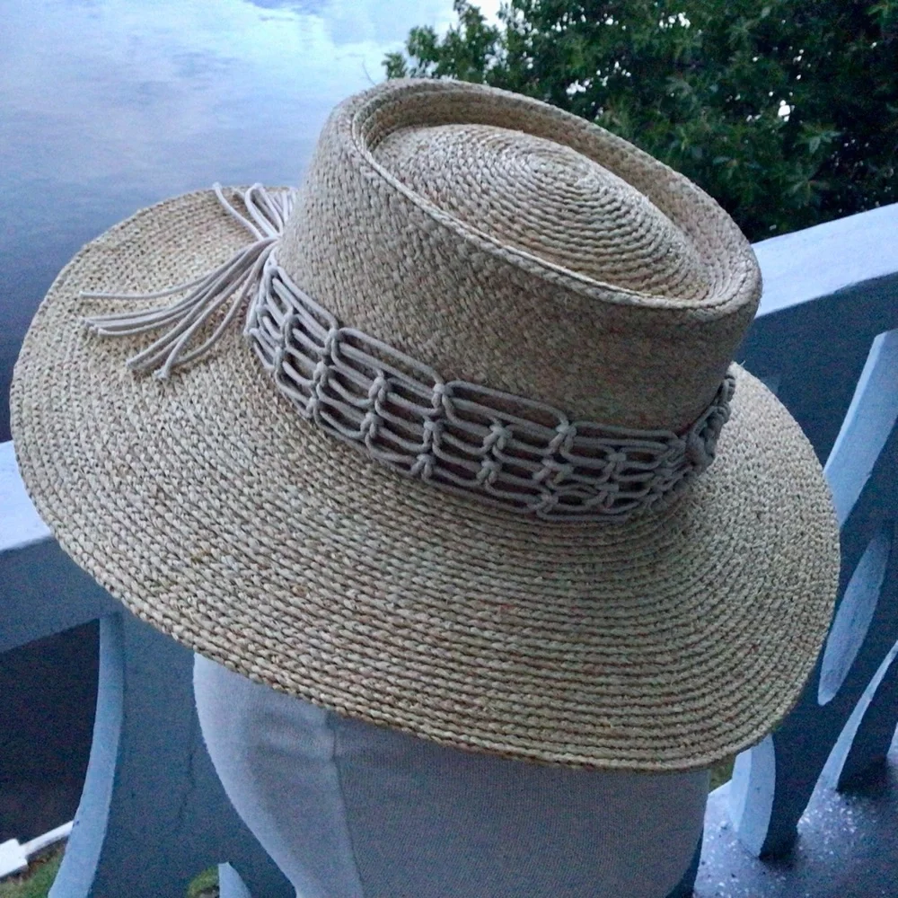 San Diego Hat Company Sandy Beach Women’s Raffia Telescope Boater Wide Brim Hat - Picture 13 of 16
